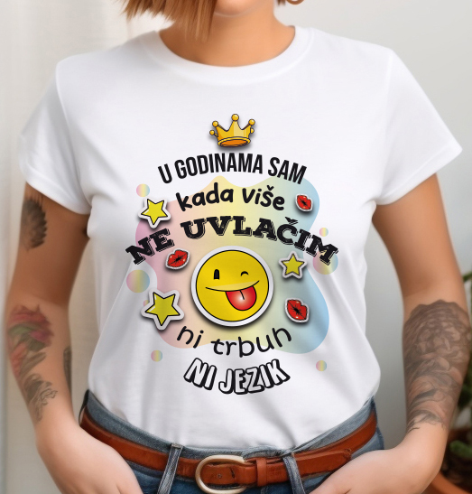 Šaljiva bijela ženska majica